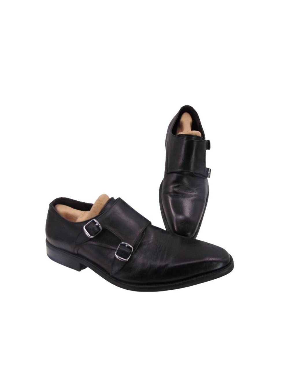 La Milano Mens Black Leather Double Monk Strap Dress Shoes Size 11 A11321 Hipste